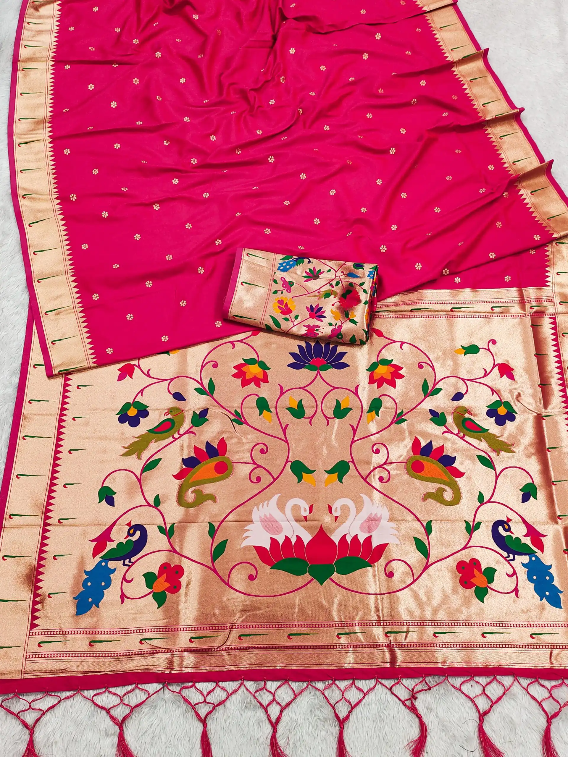 Rani Pink Silk Zari Lace Work Saree | Sarees, Bollywood Sarees, Creative Sarees, Designer Sarees, Embroidered Sarees, Ethnic Saree, Modern Digital sarees, Party Wear Sarees