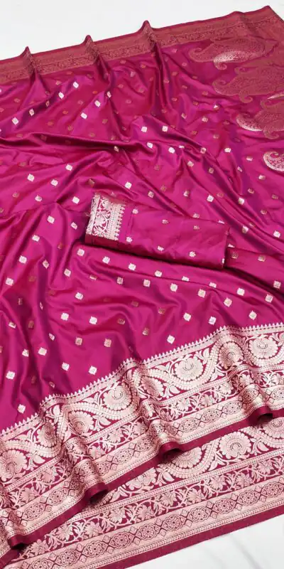 Rani Pink Soft Banarasi Silk Zari Lace Work Saree | Sarees, Bollywood Sarees, Creative Sarees, Designer Sarees, Embroidered Sarees, Ethnic Saree, Modern Digital sarees, Party Wear Sarees