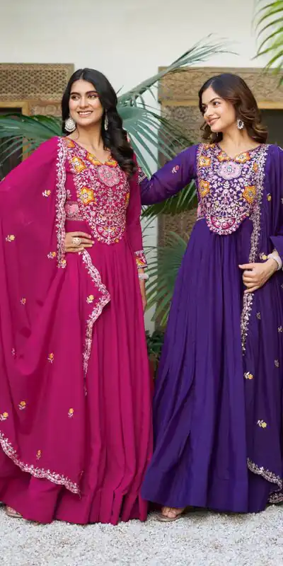 Rani Pink Star Georgette With Embroidery Work Gown | Jump Suits, Salwar suit, Casual Suits, Creative suits, Designer Suits, Palazzo Suits, Party Wear Suits, Patiala Suits, Straight Suits