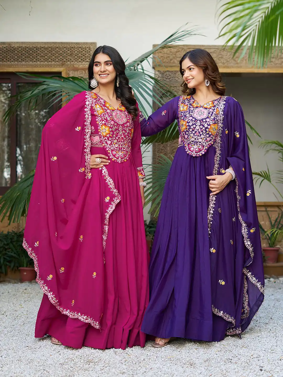 Rani Pink Star Georgette With Embroidery Work Gown | Jump Suits, Salwar suit, Casual Suits, Creative suits, Designer Suits, Palazzo Suits, Party Wear Suits, Patiala Suits, Straight Suits
