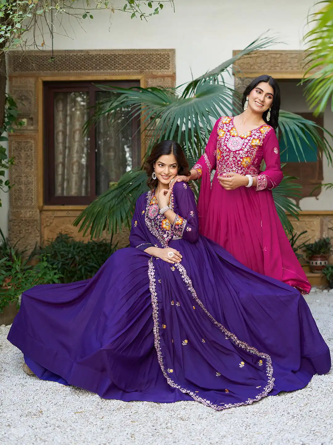 Rani Pink Star Georgette With Embroidery Work Gown | Jump Suits, Salwar suit, Casual Suits, Creative suits, Designer Suits, Palazzo Suits, Party Wear Suits, Patiala Suits, Straight Suits