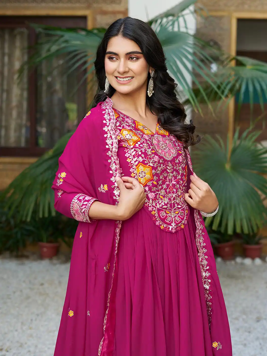 Rani Pink Star Georgette With Embroidery Work Gown | Jump Suits, Salwar suit, Casual Suits, Creative suits, Designer Suits, Palazzo Suits, Party Wear Suits, Patiala Suits, Straight Suits