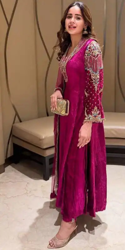 Rani Pink Velvet Embroidery Zari Work Salwar Suit | Jump Suits, Salwar suit, Casual Suits, Creative suits, Designer Suits, Palazzo Suits, Party Wear Suits, Patiala Suits, Straight Suits