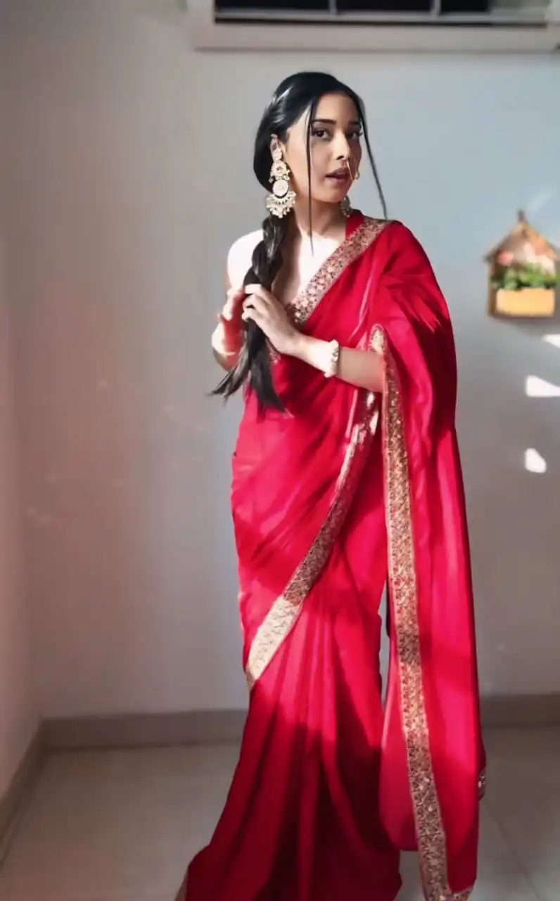 Red 9000 Velvet With Embroidery Lace Border Saree | Sarees, Bollywood Sarees, Creative Sarees, Designer Sarees, Embroidered Sarees, Ethnic Saree, Modern Digital sarees, Party Wear Sarees