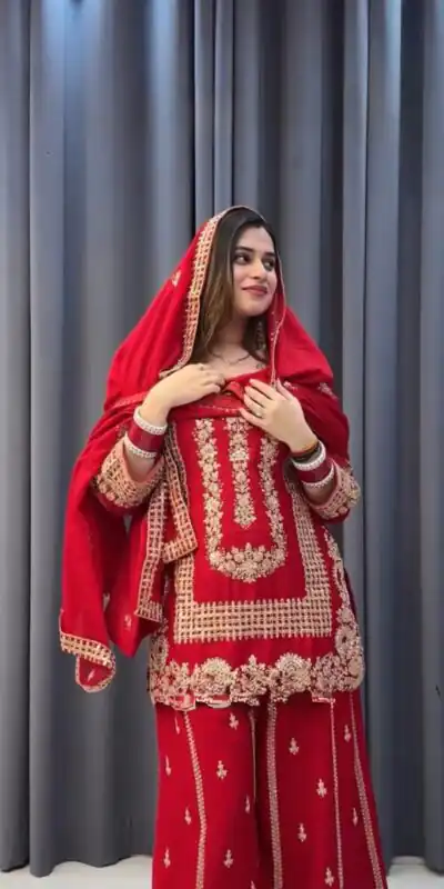 Red Blooming Georgette Sequence Salwar Suit | Salwar suit, Casual Suits, Creative suits, Designer Suits, Palazzo Suits, Party Wear Suits, Patiala Suits, Straight Suits