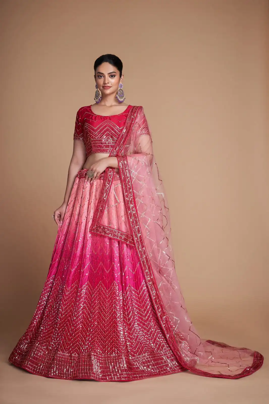 Red Chinon Embroidery and Sequins Lehenga Choli | Lehenga, Bollywood Lehenga, Creative Lehenga, Designer Lehenga, Embroidered Lehenga, Party Wear Lehenga