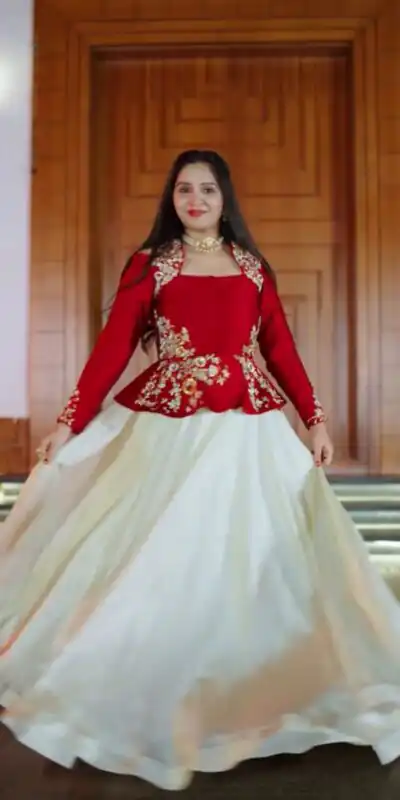Red Chinon Embroidery Work Lehenga Choli | Lehenga, Bollywood Lehenga, Creative Lehenga, Designer Lehenga, Embroidered Lehenga, Party Wear Lehenga