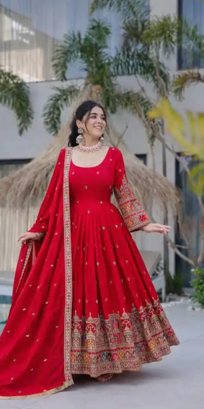 Red Chinon Silk Coding Dori Sequence Work Gown | Gowns, Bollywood Gowns, Creative Gowns, Designer Gowns, Embroidered Gowns, Party Wear Gowns