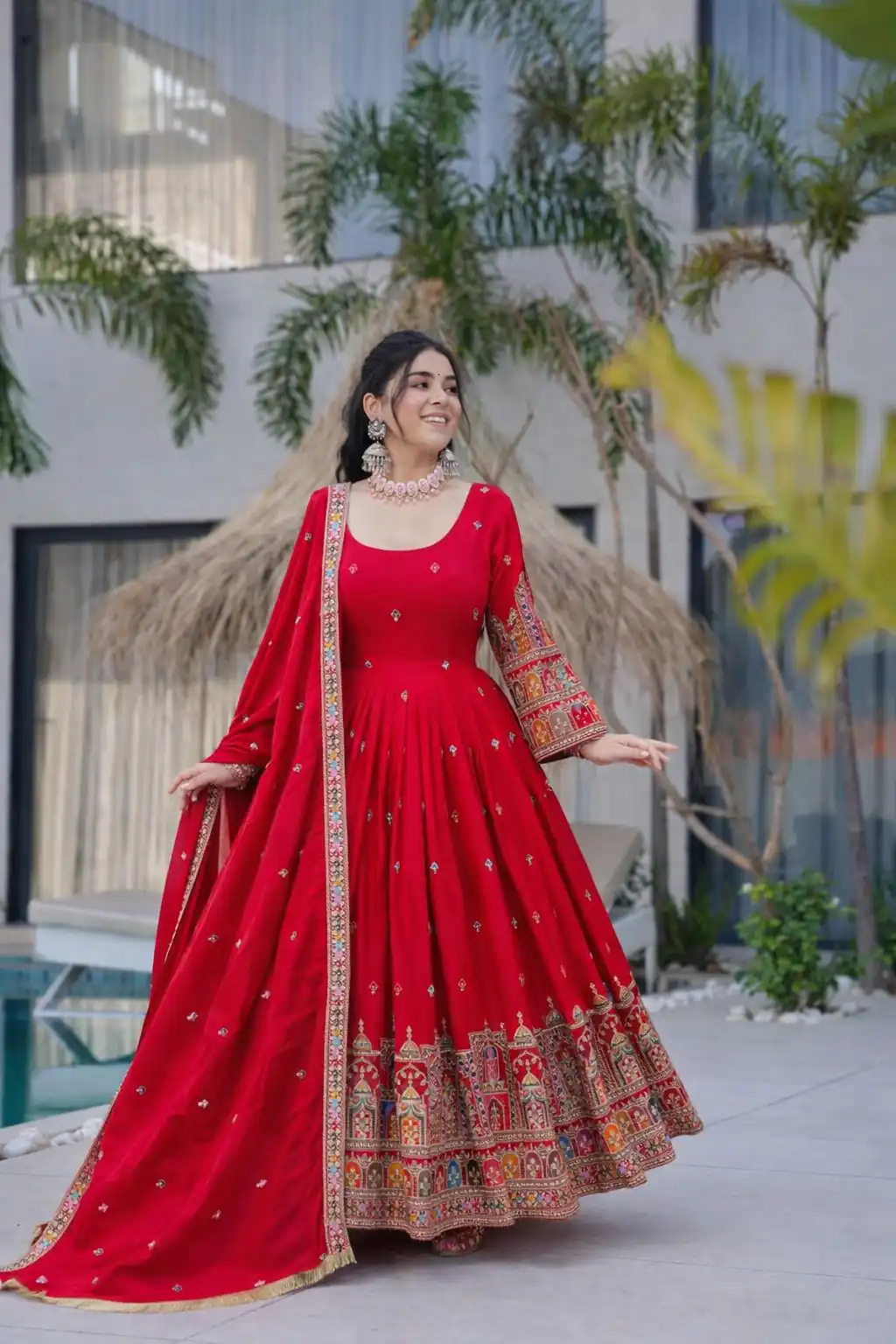 Red Chinon Silk Coding Dori Sequence Work Gown | Gowns, Bollywood Gowns, Creative Gowns, Designer Gowns, Embroidered Gowns, Party Wear Gowns