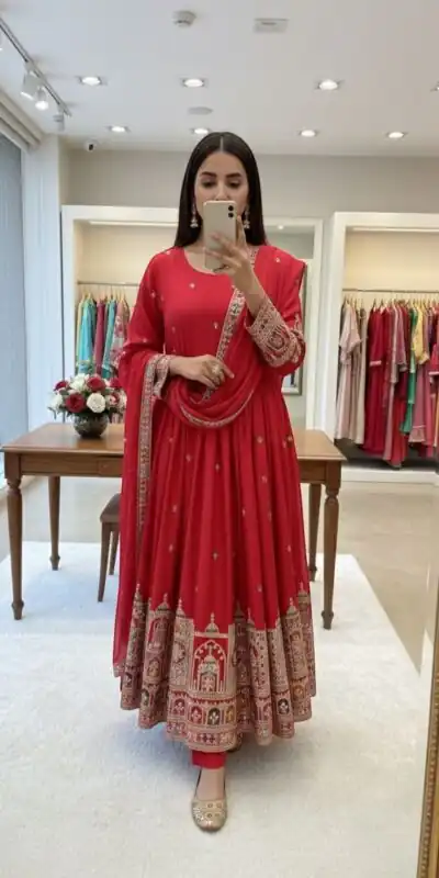 Red Chinon Silk Coding Dori Sequence Work Gown | Gowns, Bollywood Gowns, Creative Gowns, Designer Gowns, Embroidered Gowns, Party Wear Gowns