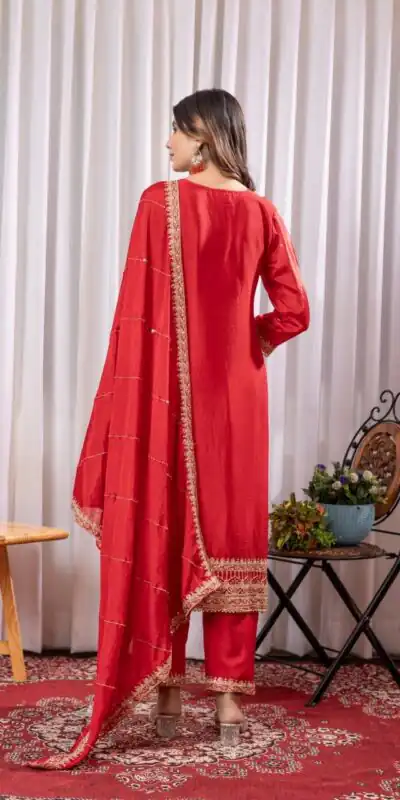 Red Chinon Thread Sequence Work Salwar Suit | Jump Suits, Salwar suit, Casual Suits, Creative suits, Designer Suits, Palazzo Suits, Party Wear Suits, Patiala Suits, Straight Suits