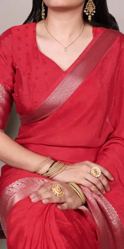 Red Chinon Zari Weaving Work Saree | Sarees, Bollywood Sarees, Creative Sarees, Designer Sarees, Embroidered Sarees, Ethnic Saree, Modern Digital sarees, Party Wear Sarees
