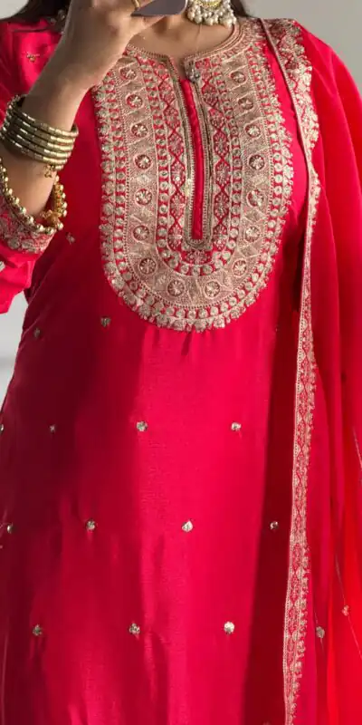 Red Cosmo Silk Heavy Embroidery Sequence Work Salwar Suit | Jump Suits, Salwar suit, Casual Suits, Creative suits, Designer Suits, Palazzo Suits, Party Wear Suits, Patiala Suits, Straight Suits