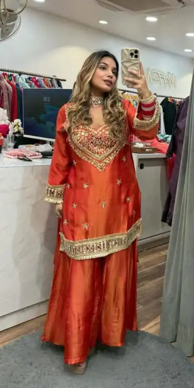 Red Cosmos Embroidery Mirror Work Salwar Suit | Jump Suits, Salwar suit, Casual Suits, Creative suits, Designer Suits, Palazzo Suits, Party Wear Suits, Patiala Suits, Straight Suits