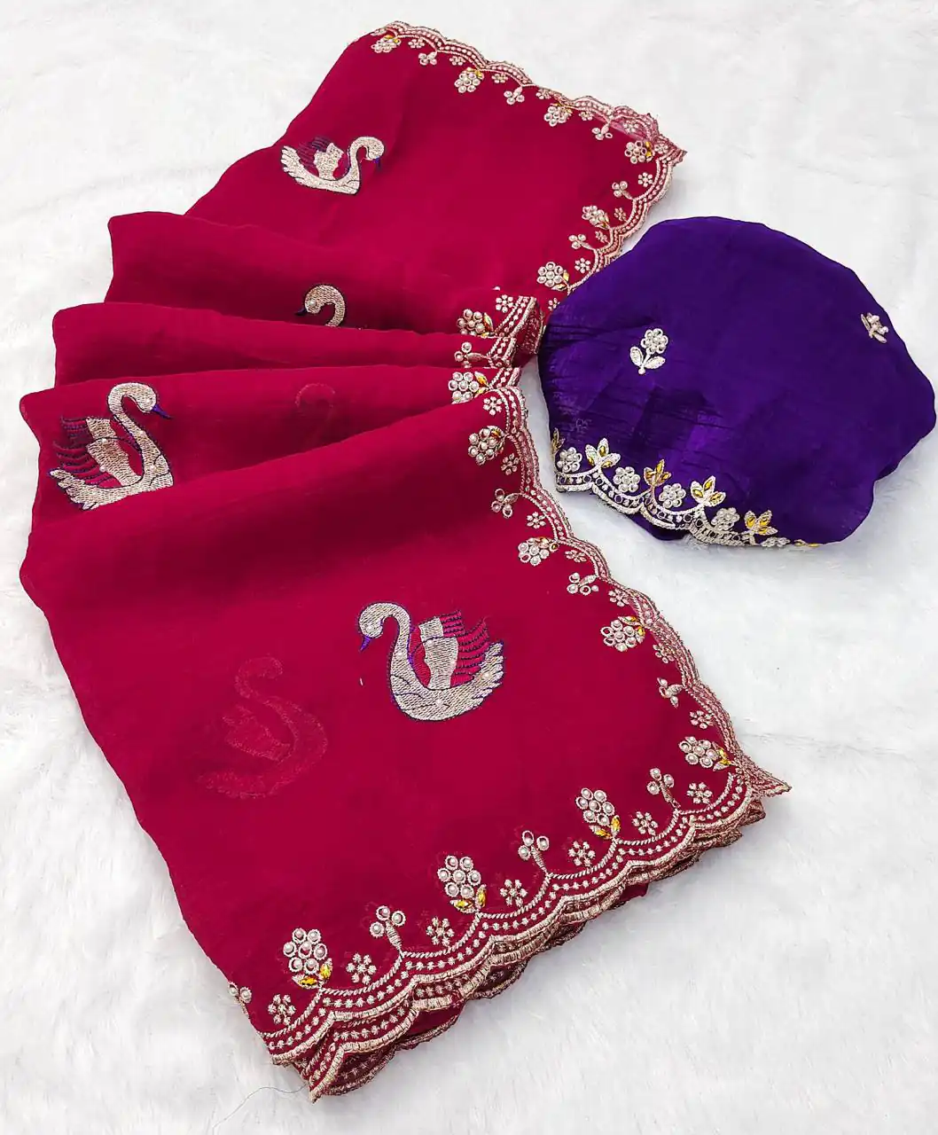 Red Crunchy Chiffon Diamond Work Saree | Sarees, Bollywood Sarees, Creative Sarees, Designer Sarees, Embroidered Sarees, Ethnic Saree, Modern Digital sarees, Party Wear Sarees