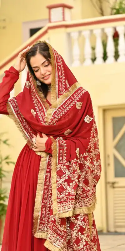 Red Faux Blooming Zari Sequins Work Gown | Gowns, Bollywood Gowns, Creative Gowns, Designer Gowns, Embroidered Gowns, Party Wear Gowns