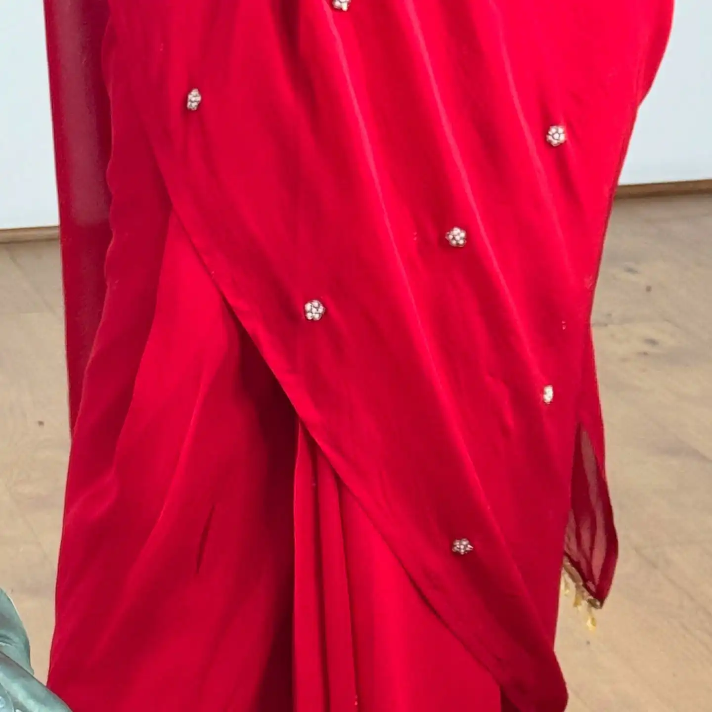 Red Faux Georgette Mirror Embroidery Work Saree | Sarees, Bollywood Sarees, Creative Sarees, Designer Sarees, Embroidered Sarees, Ethnic Saree, Modern Digital sarees, Party Wear Sarees