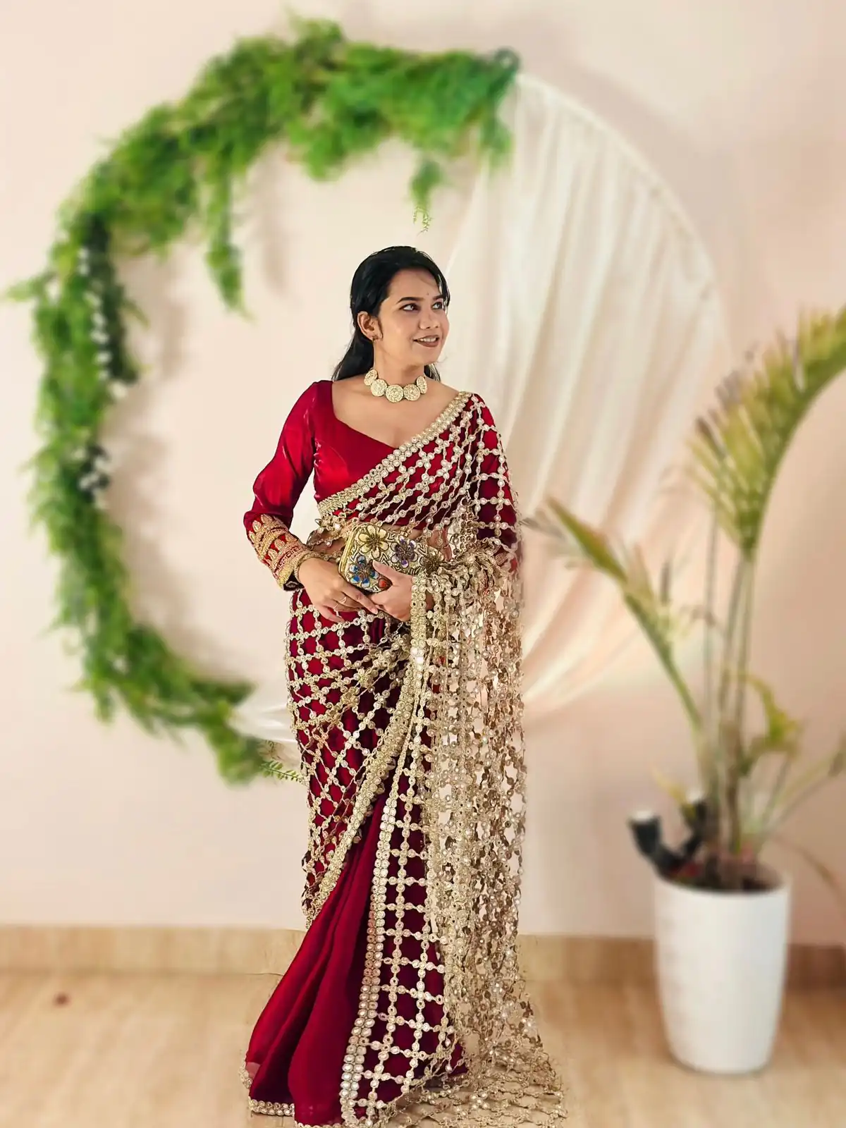 Red Fendy Silk Lace Mirror Work Saree | Sarees, Bollywood Sarees, Creative Sarees, Designer Sarees, Embroidered Sarees, Ethnic Saree, Modern Digital sarees, Party Wear Sarees