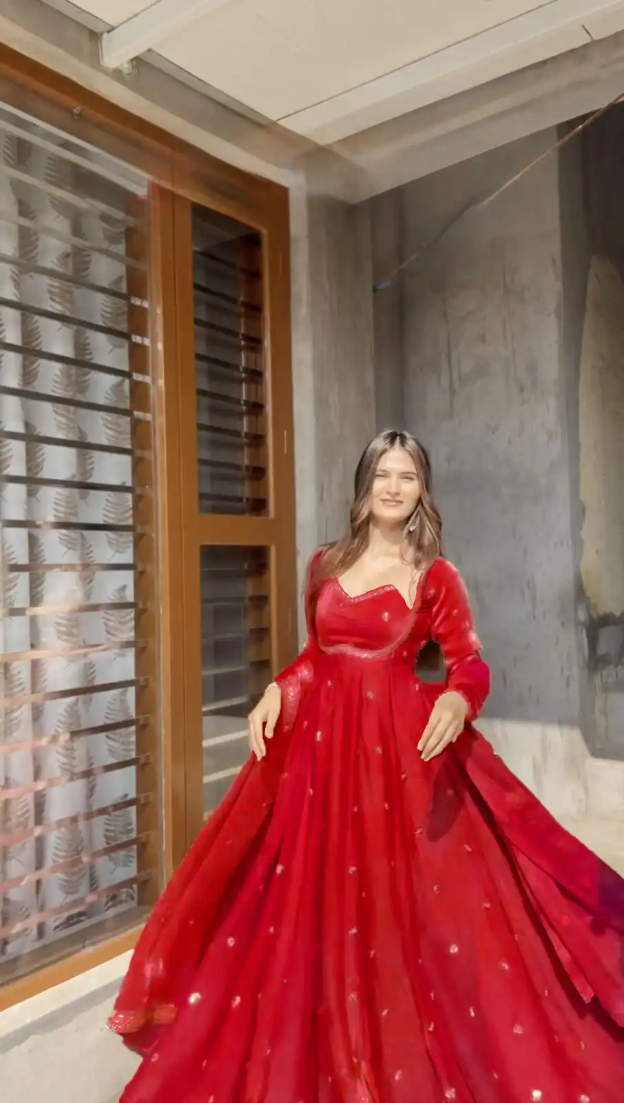 Red Fendy Silk Lace Work Gown | Gowns, Bollywood Gowns, Creative Gowns, Designer Gowns, Embroidered Gowns, Party Wear Gowns