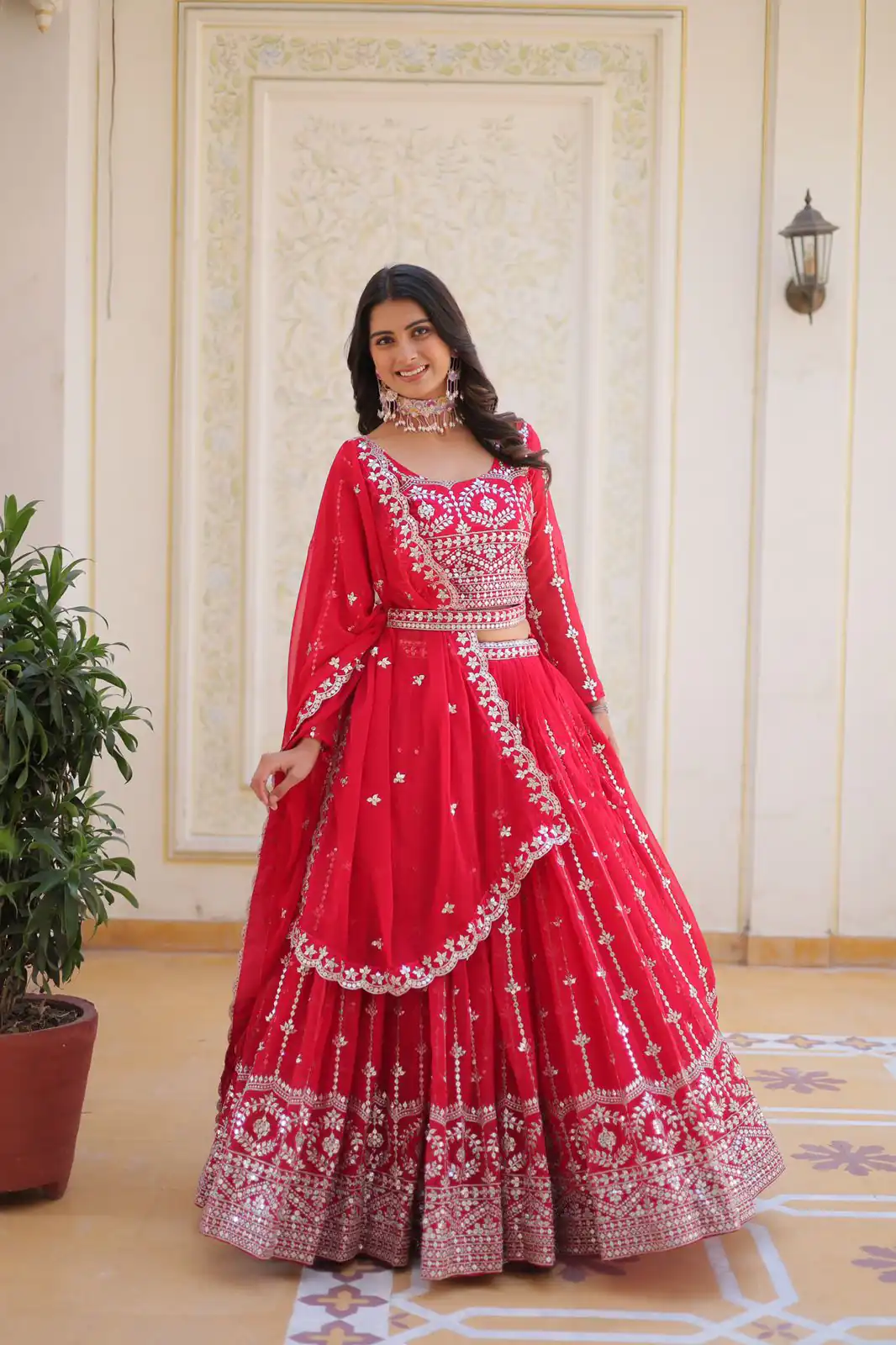 Red Fox Georgette Embroidery Work Lehenga Choli | Lehenga, Bollywood Lehenga, Creative Lehenga, Designer Lehenga, Embroidered Lehenga, Party Wear Lehenga