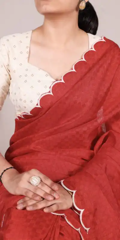 Red Gadhawal Arca Work Saree | Sarees, Bollywood Sarees, Creative Sarees, Designer Sarees, Embroidered Sarees, Ethnic Saree, Modern Digital sarees, Party Wear Sarees