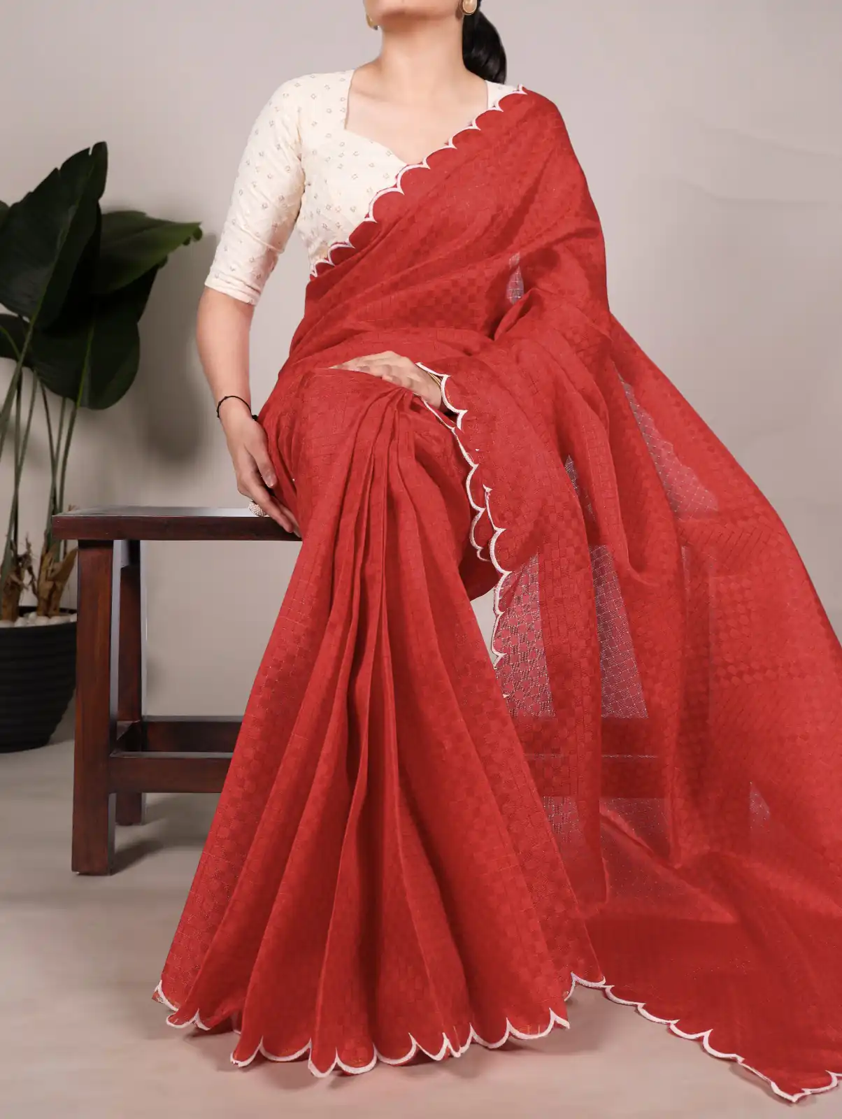 Red Gadhawal Arca Work Saree | Sarees, Bollywood Sarees, Creative Sarees, Designer Sarees, Embroidered Sarees, Ethnic Saree, Modern Digital sarees, Party Wear Sarees
