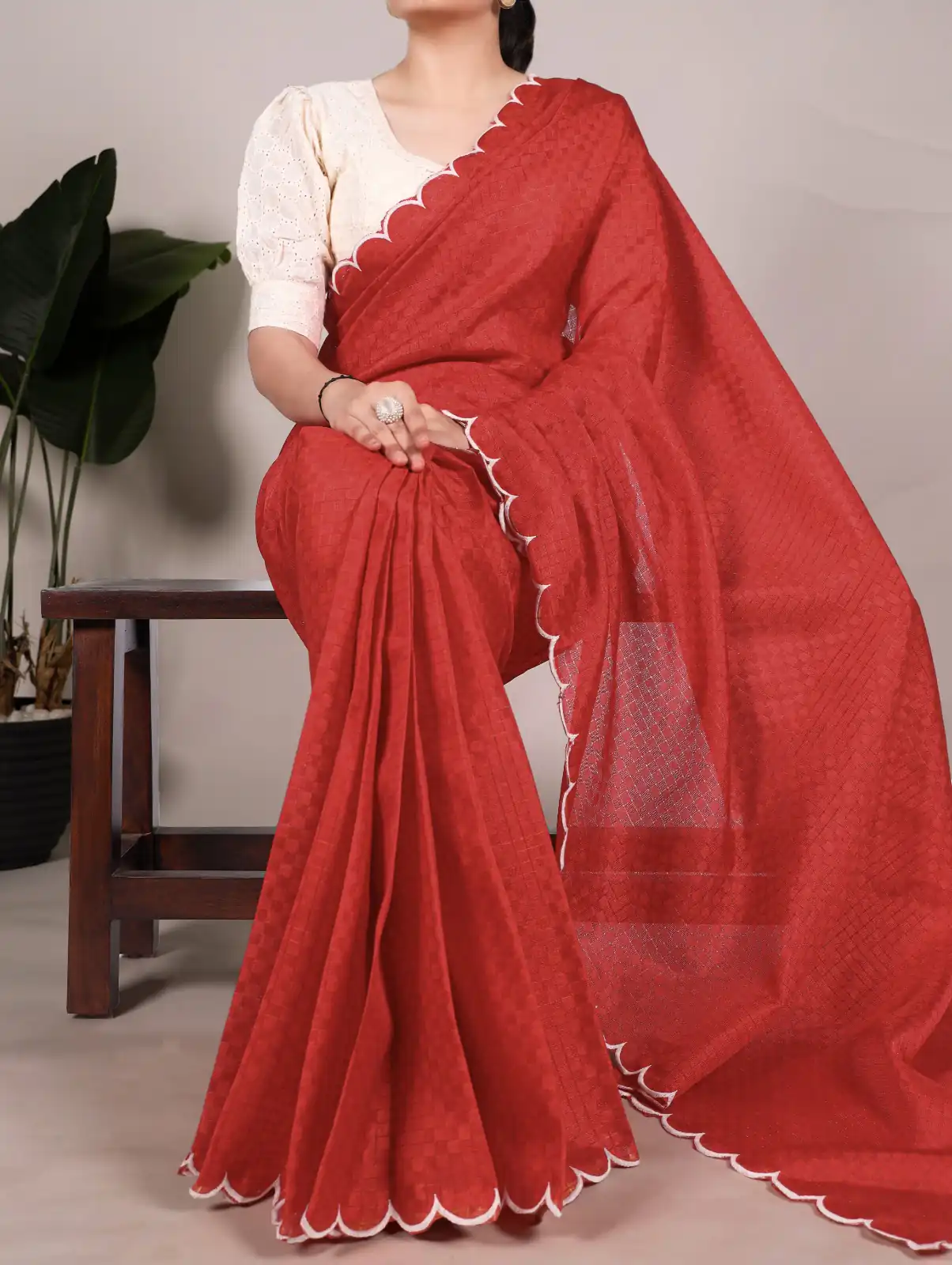 Red Gadhawal Arca Work Saree | Sarees, Bollywood Sarees, Creative Sarees, Designer Sarees, Embroidered Sarees, Ethnic Saree, Modern Digital sarees, Party Wear Sarees