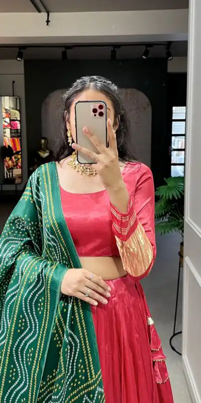 Red Gaji Silk Lagdi patta Lehenga Choli | Lehenga, Bollywood Lehenga, Creative Lehenga, Designer Lehenga, Embroidered Lehenga, Party Wear Lehenga