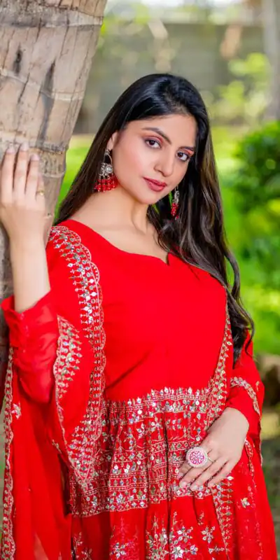Red Georgette 7mm Sequence Work Salwar Suit | Jump Suits, Salwar suit, Casual Suits, Creative suits, Designer Suits, Palazzo Suits, Party Wear Suits, Patiala Suits, Straight Suits