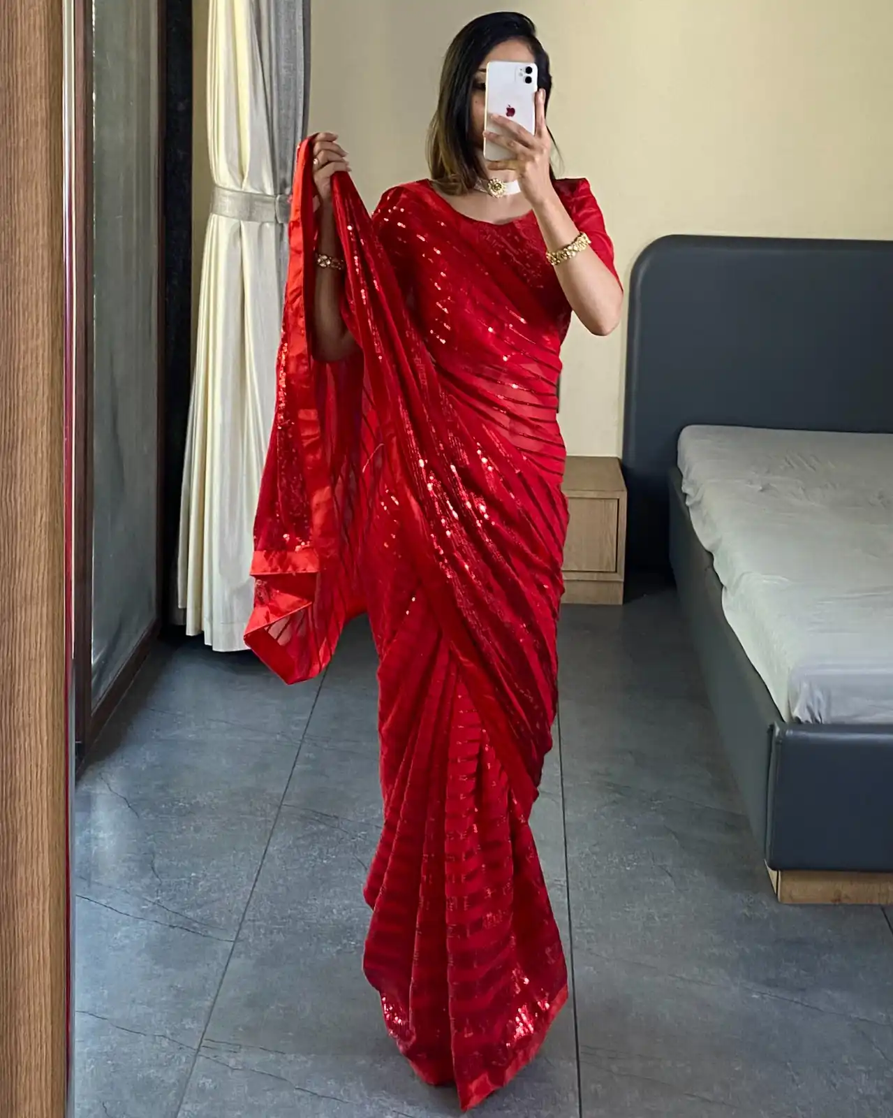 Red Georgette Fancy Sequence Work Saree | Sarees, Bollywood Sarees, Creative Sarees, Designer Sarees, Embroidered Sarees, Ethnic Saree, Modern Digital sarees, Party Wear Sarees