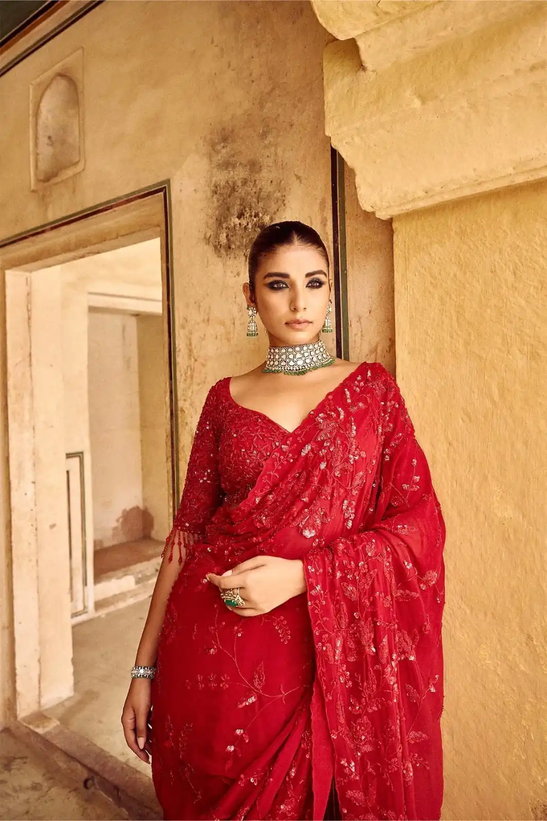 Red Georgette Sequins Embroidery Work Saree | Sarees, Bollywood Sarees, Creative Sarees, Designer Sarees, Embroidered Sarees, Ethnic Saree, Modern Digital sarees, Party Wear Sarees
