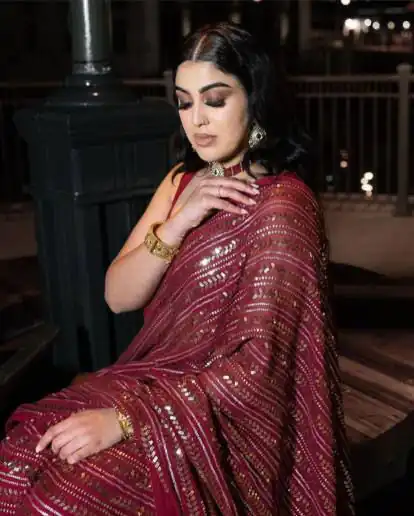 Red Georgette With Sequence All Over Saree | Sarees, Bollywood Sarees, Creative Sarees, Designer Sarees, Embroidered Sarees, Ethnic Saree, Modern Digital sarees, Party Wear Sarees