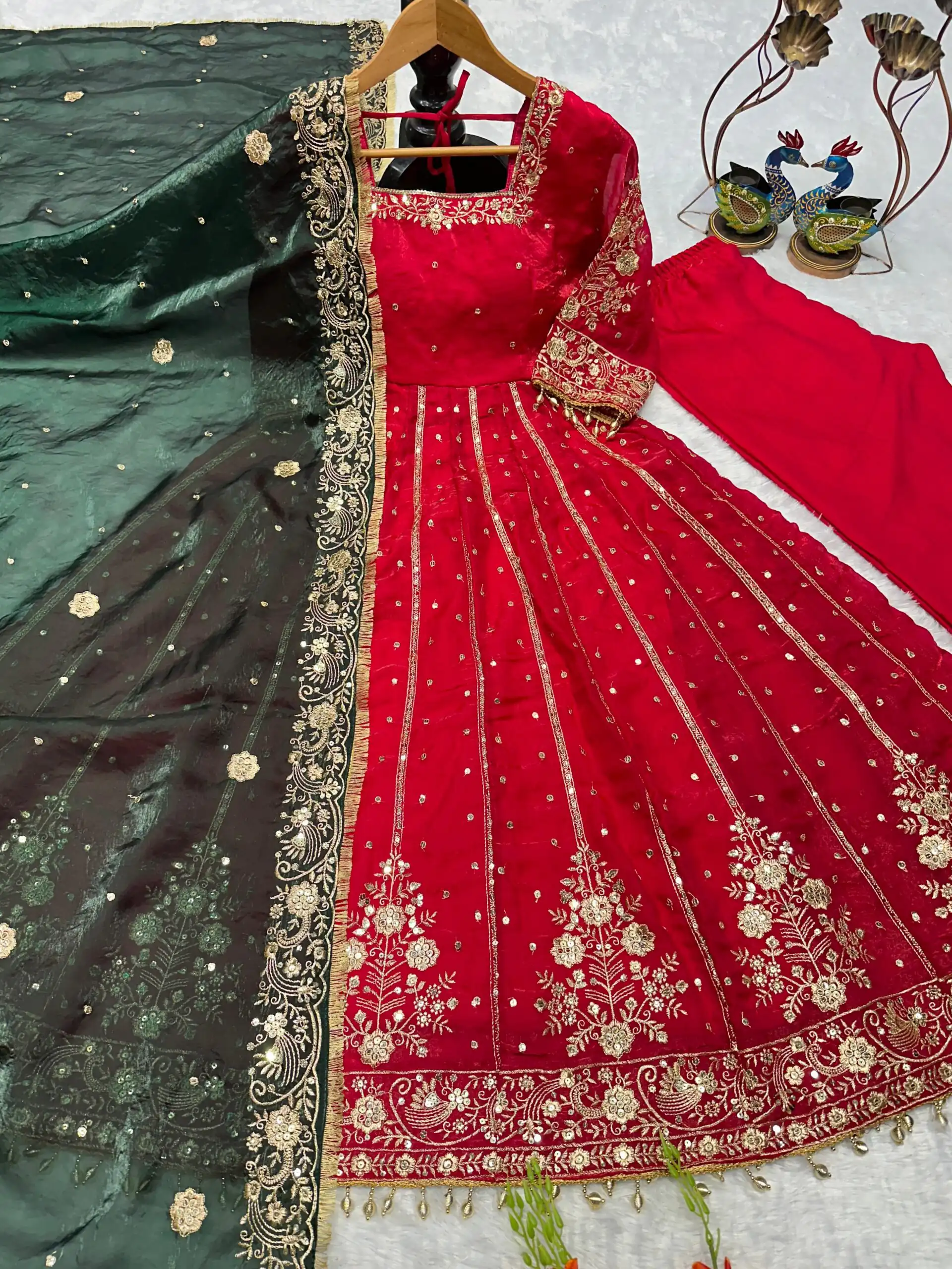 Red JC Silk Embroidery Lace Work Gown | Gowns, Bollywood Gowns, Creative Gowns, Designer Gowns, Embroidered Gowns, Party Wear Gowns