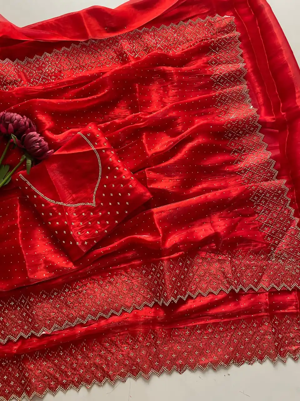 Red Jimmy Choo Diamond Saree | Sarees, Bollywood Sarees, Creative Sarees, Designer Sarees, Embroidered Sarees, Ethnic Saree, Modern Digital sarees, Party Wear Sarees