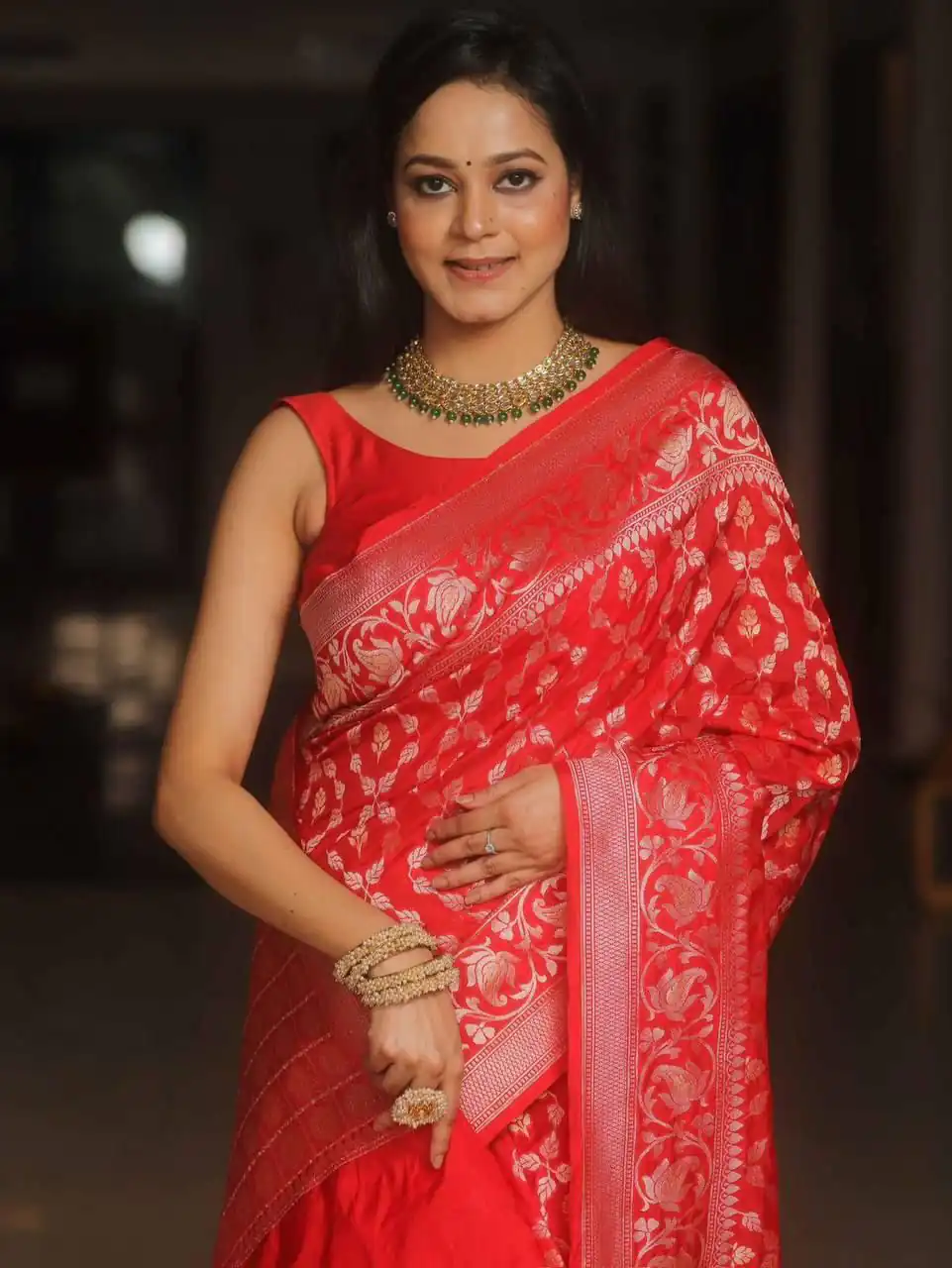 Red Lichi Silk Jacquard Border Work Saree | Sarees, Bollywood Sarees, Creative Sarees, Designer Sarees, Embroidered Sarees, Ethnic Saree, Modern Digital sarees, Party Wear Sarees
