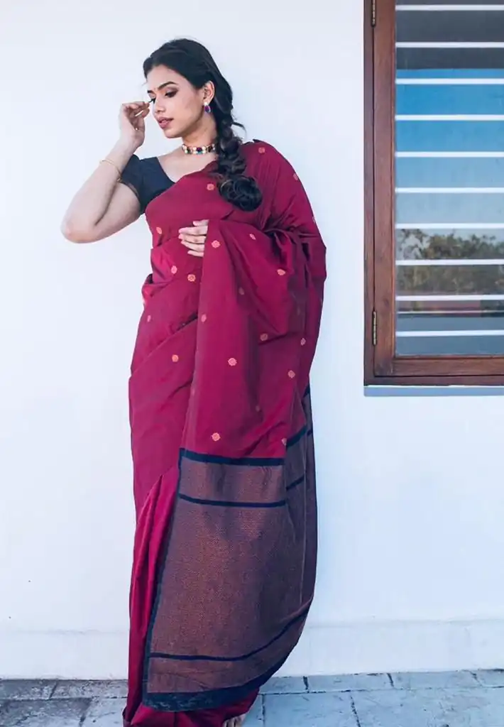 Red Lichi Silk Jacquard Saree | Sarees, Bollywood Sarees, Creative Sarees, Designer Sarees, Embroidered Sarees, Ethnic Saree, Modern Digital sarees, Party Wear Sarees