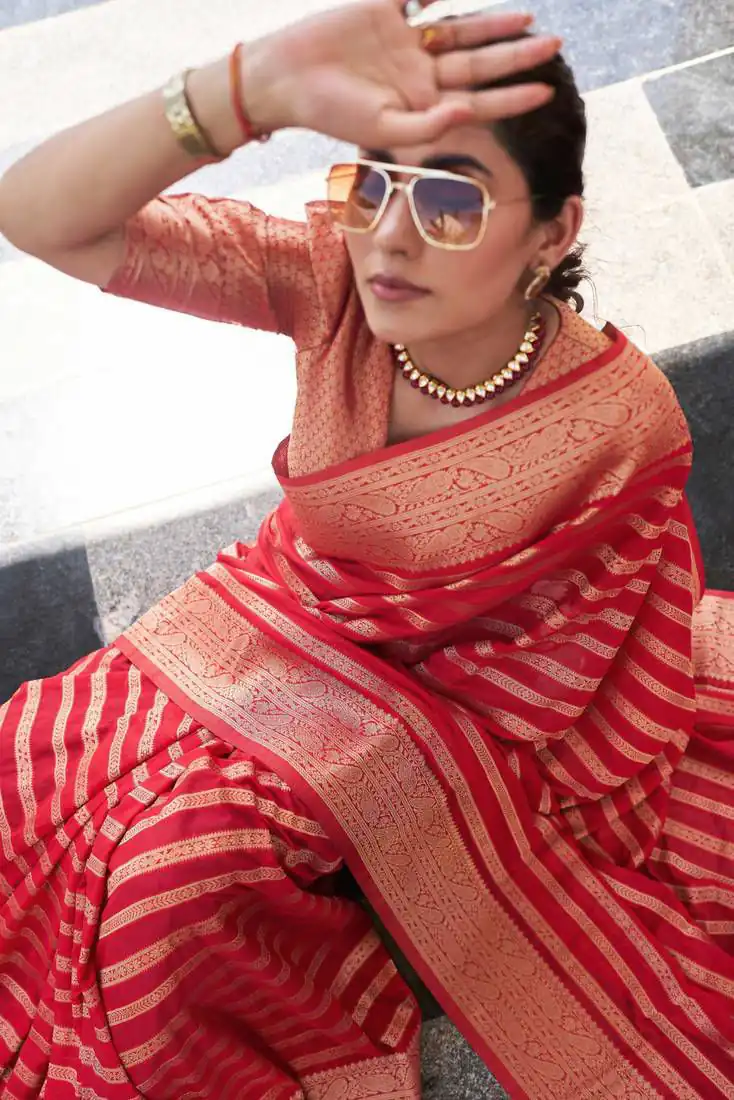 Red Lichi Silk Lace Border Work Saree | Sarees, Bollywood Sarees, Creative Sarees, Designer Sarees, Embroidered Sarees, Ethnic Saree, Modern Digital sarees, Party Wear Sarees