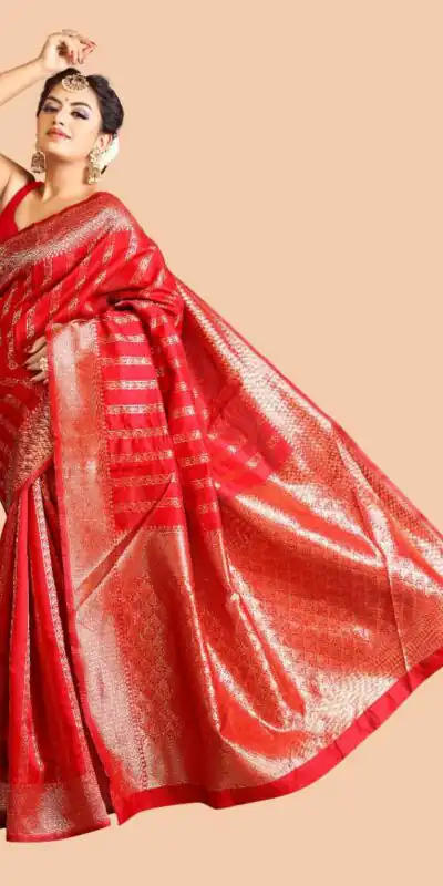 Red Lichi Silk On All Over Border Saree | Sarees, Bollywood Sarees, Creative Sarees, Designer Sarees, Embroidered Sarees, Ethnic Saree, Modern Digital sarees, Party Wear Sarees