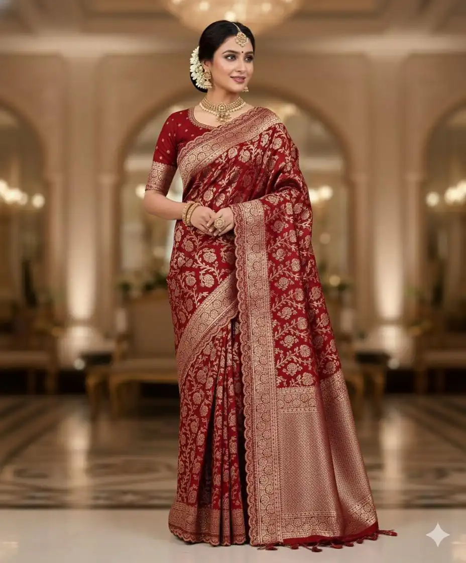Red Litchi Silk Embroidery Lace Work Saree | Sarees, Bollywood Sarees, Creative Sarees, Designer Sarees, Embroidered Sarees, Ethnic Saree, Modern Digital sarees, Party Wear Sarees