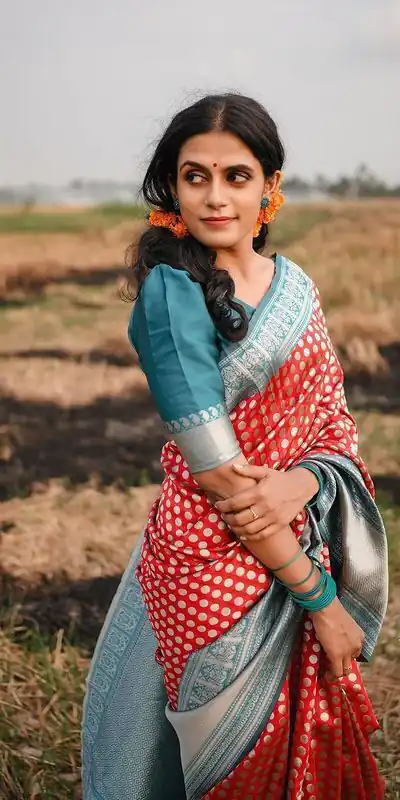 Red Litchi Silk Pallu & Jacquard Work Saree | Sarees, Bollywood Sarees, Creative Sarees, Designer Sarees, Embroidered Sarees, Ethnic Saree, Modern Digital sarees, Party Wear Sarees