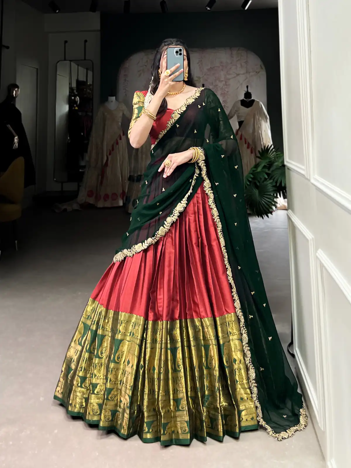 Red Narayan Pattu Zari Weaving Work Lehenga Choli | Lehenga, Bollywood Lehenga, Creative Lehenga, Designer Lehenga, Embroidered Lehenga, Party Wear Lehenga