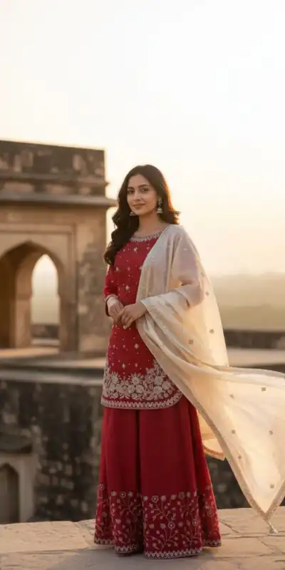 Red Organza Silk Thread Work Salwar Suit | Jump Suits, Salwar suit, Casual Suits, Creative suits, Designer Suits, Palazzo Suits, Party Wear Suits, Patiala Suits, Straight Suits