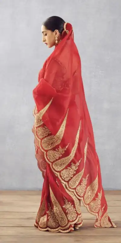Red Organza Tissue Sequins Work Embroidery Saree | Sarees, Bollywood Sarees, Creative Sarees, Designer Sarees, Embroidered Sarees, Ethnic Saree, Modern Digital sarees, Party Wear Sarees