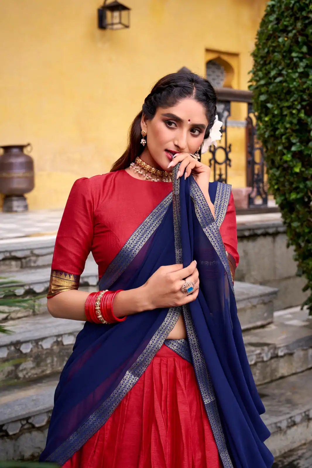 Red Poly Cotton Lace Zari Work Lehenga Choli | Lehenga, Bollywood Lehenga, Creative Lehenga, Designer Lehenga, Embroidered Lehenga, Party Wear Lehenga