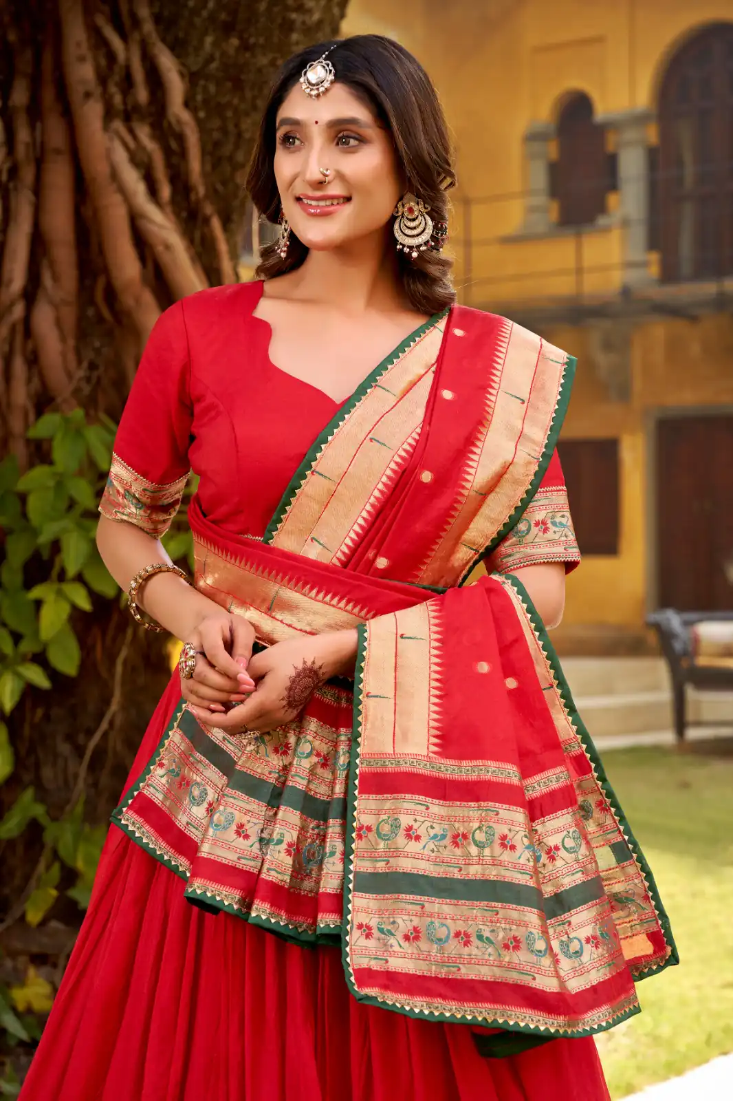 Red Pure Chanderi Zari Weaving Work Lehenga Choli | Lehenga, Bollywood Lehenga, Creative Lehenga, Designer Lehenga, Embroidered Lehenga, Party Wear Lehenga