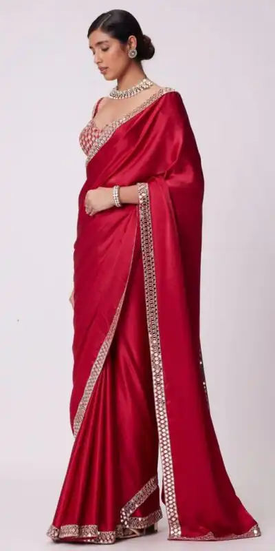 Red Rangoli Silk Mirror Embroidery Work Saree | Sarees, Bollywood Sarees, Creative Sarees, Designer Sarees, Embroidered Sarees, Ethnic Saree, Modern Digital sarees, Party Wear Sarees