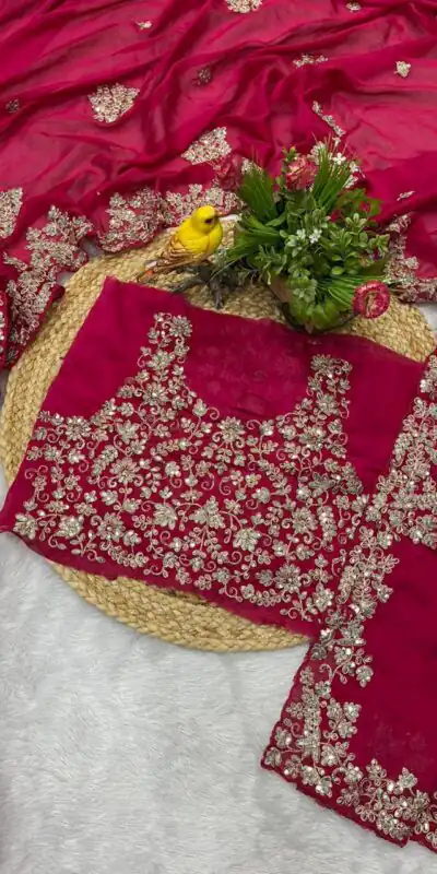Red Rangoli Silk Sequins Embroidery Work Saree | Sarees, Bollywood Sarees, Creative Sarees, Designer Sarees, Embroidered Sarees, Ethnic Saree, Modern Digital sarees, Party Wear Sarees