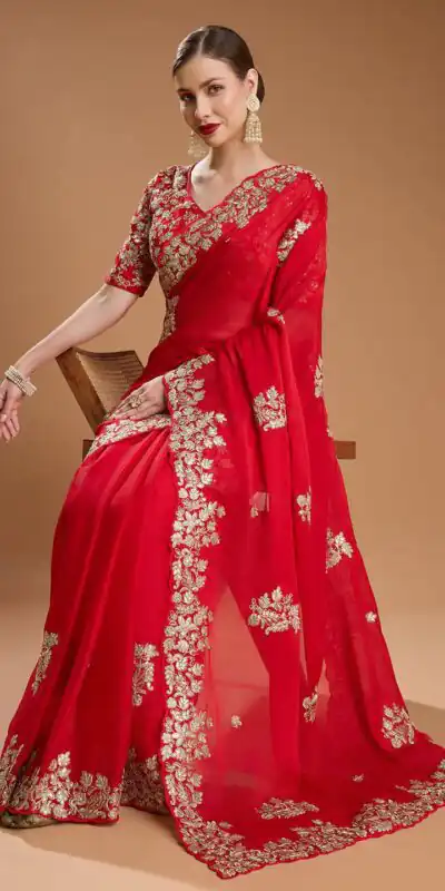 Red Rangoli Silk Sequins Embroidery Work Saree | Sarees, Bollywood Sarees, Creative Sarees, Designer Sarees, Embroidered Sarees, Ethnic Saree, Modern Digital sarees, Party Wear Sarees
