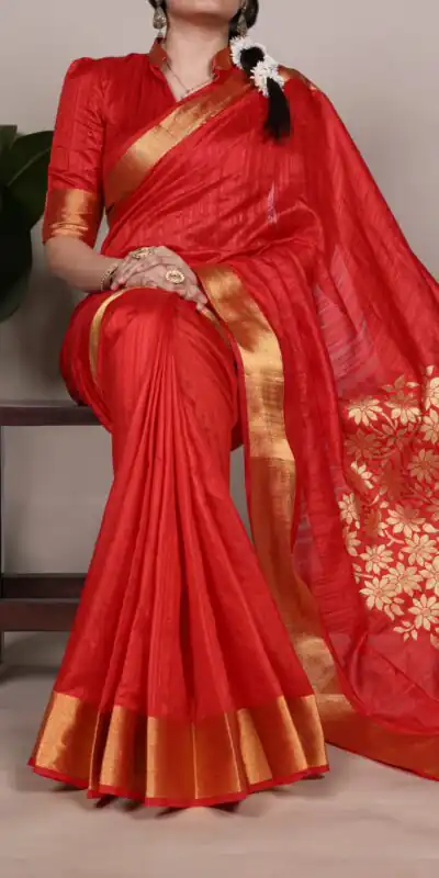 Red Raw Silk Zari Weaving Saree | Sarees, Bollywood Sarees, Creative Sarees, Designer Sarees, Embroidered Sarees, Ethnic Saree, Modern Digital sarees, Party Wear Sarees