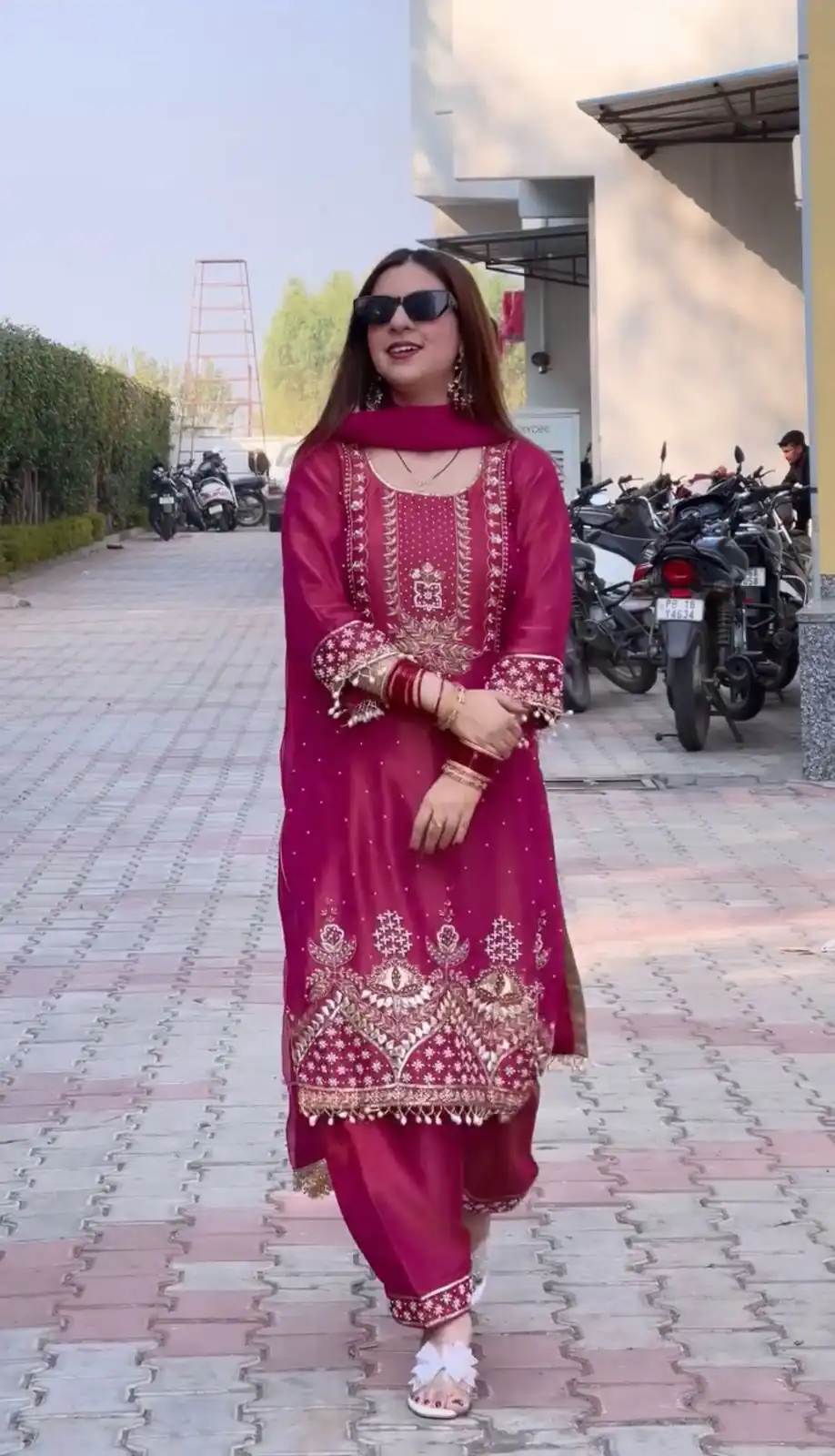 Red Roman Shimmer Silk Embroidery Sequences Work Peral Moti Salwar Suit | Jump Suits, Salwar suit, Casual Suits, Creative suits, Designer Suits, Palazzo Suits, Party Wear Suits, Patiala Suits, Straight Suits